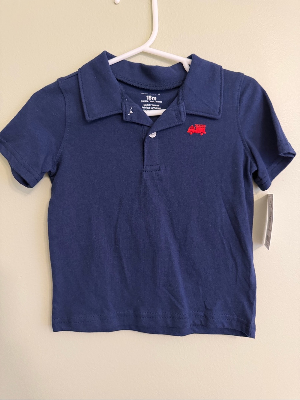 Toddler Navy Polo Shirt with Red Truck Embroidery NWT